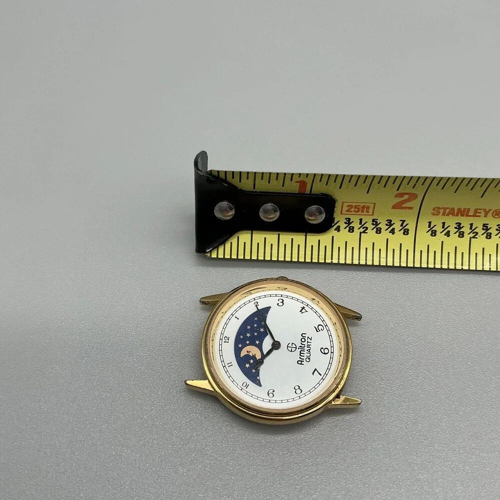 Vintage Armitron Womens Watch 32mm Gold Tone Moon Phase NOT RUNNING FOR PARTS